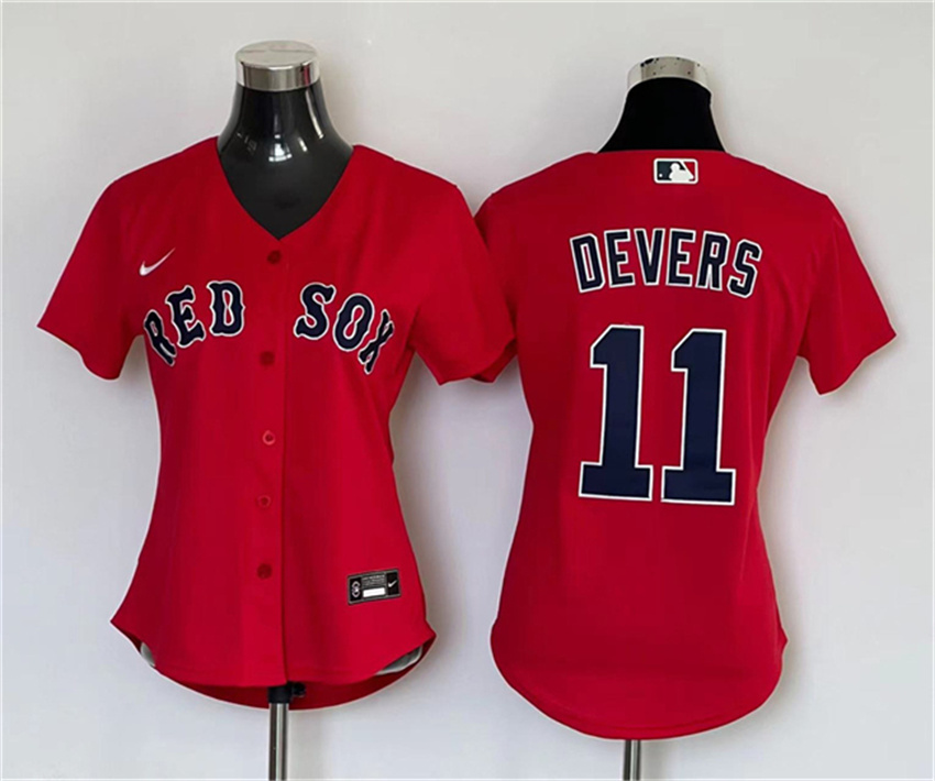 Women's Red Boston Red Sox #11 Rafael Devers Cool Base Stitched Jersey(Run Small)